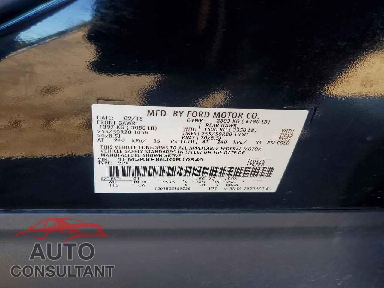 FORD EXPLORER 2018 - 1FM5K8F86JGB10549