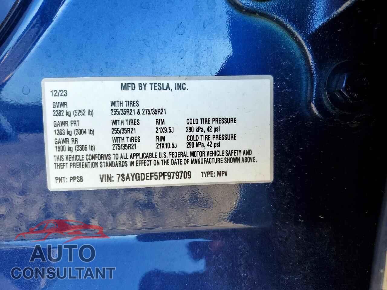 TESLA MODEL Y 2023 - 7SAYGDEF5PF979709
