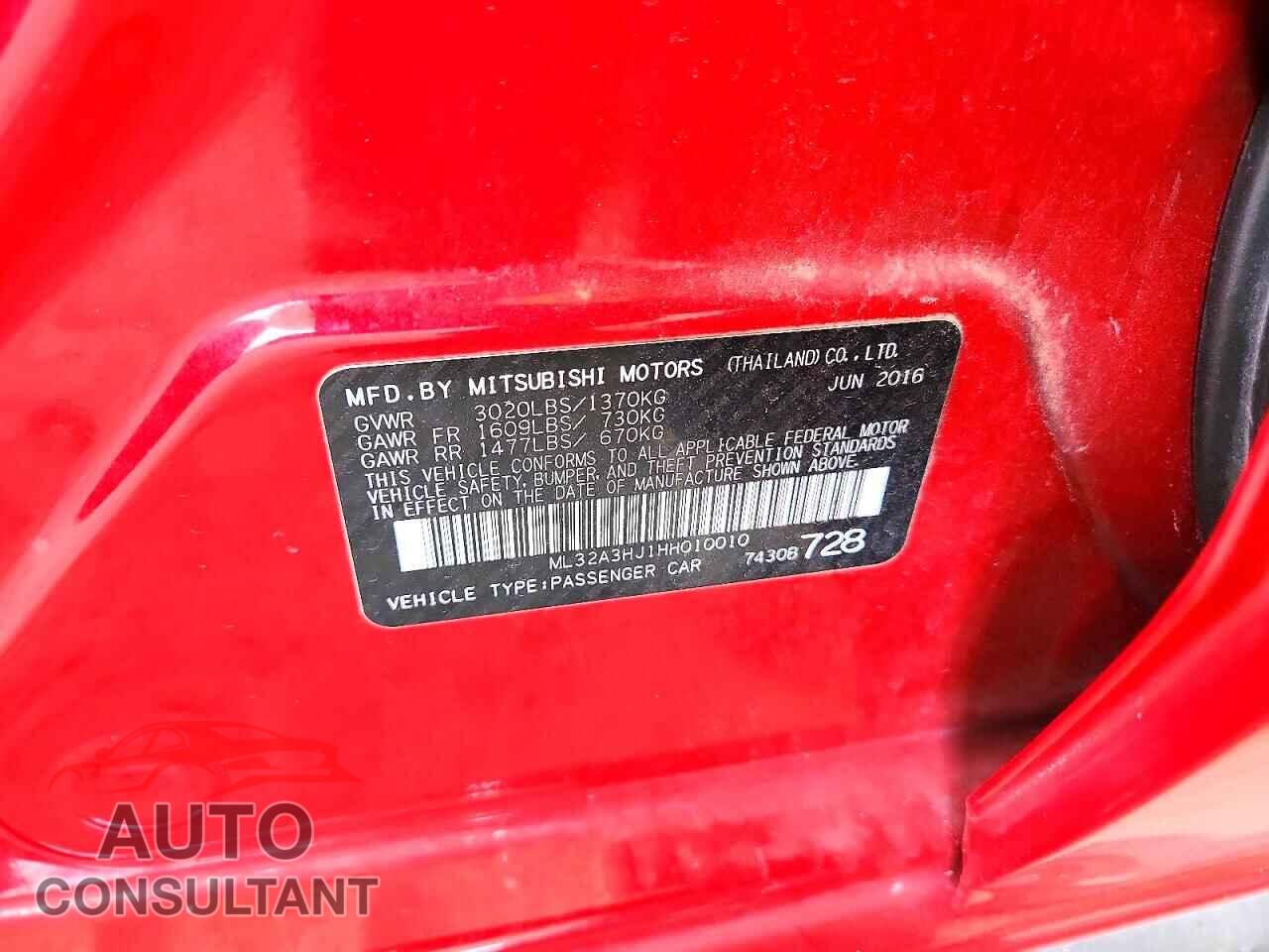 MITSUBISHI MIRAGE 2017 - ML32A3HJ1HH010010