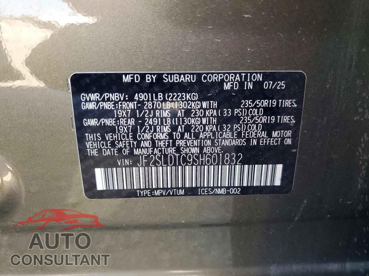 SUBARU FORESTER 2025 - JF2SLDTC9SH601832