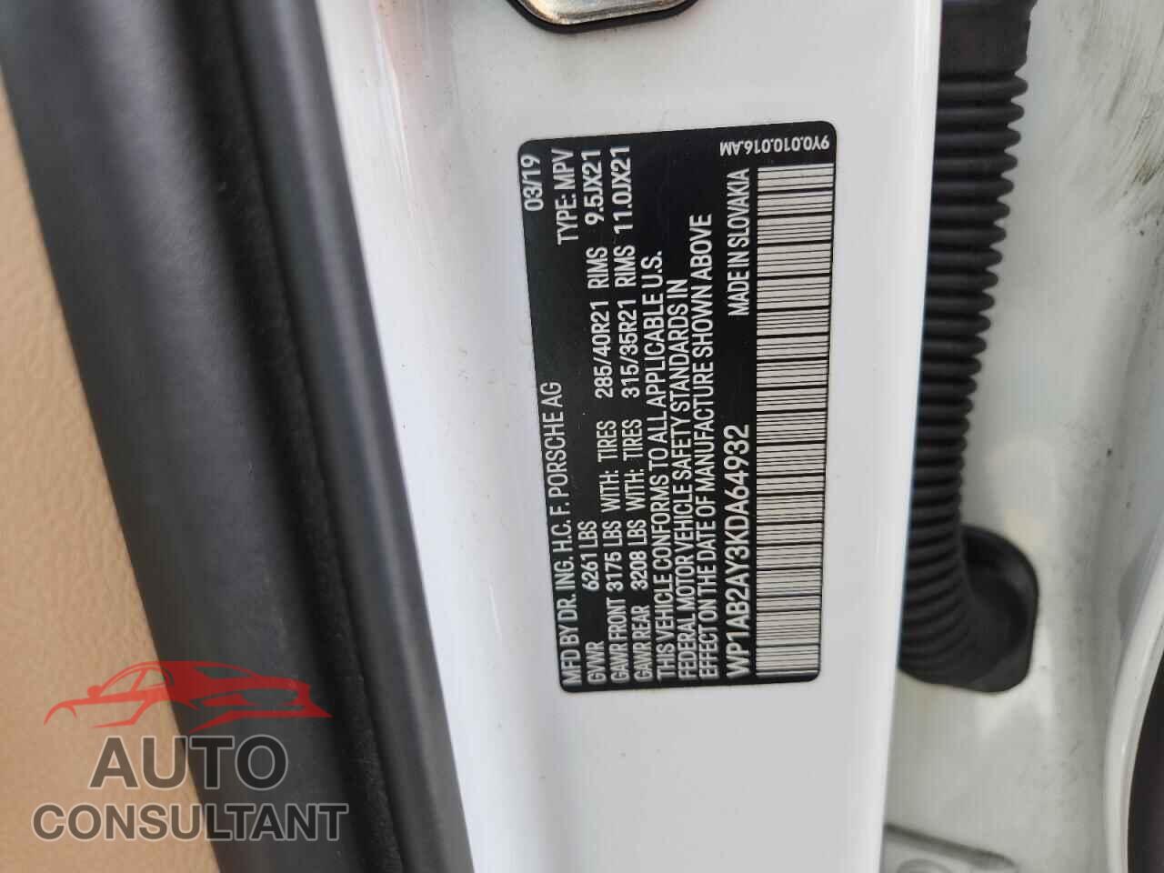 PORSCHE CAYENNE 2019 - WP1AB2AY3KDA64932