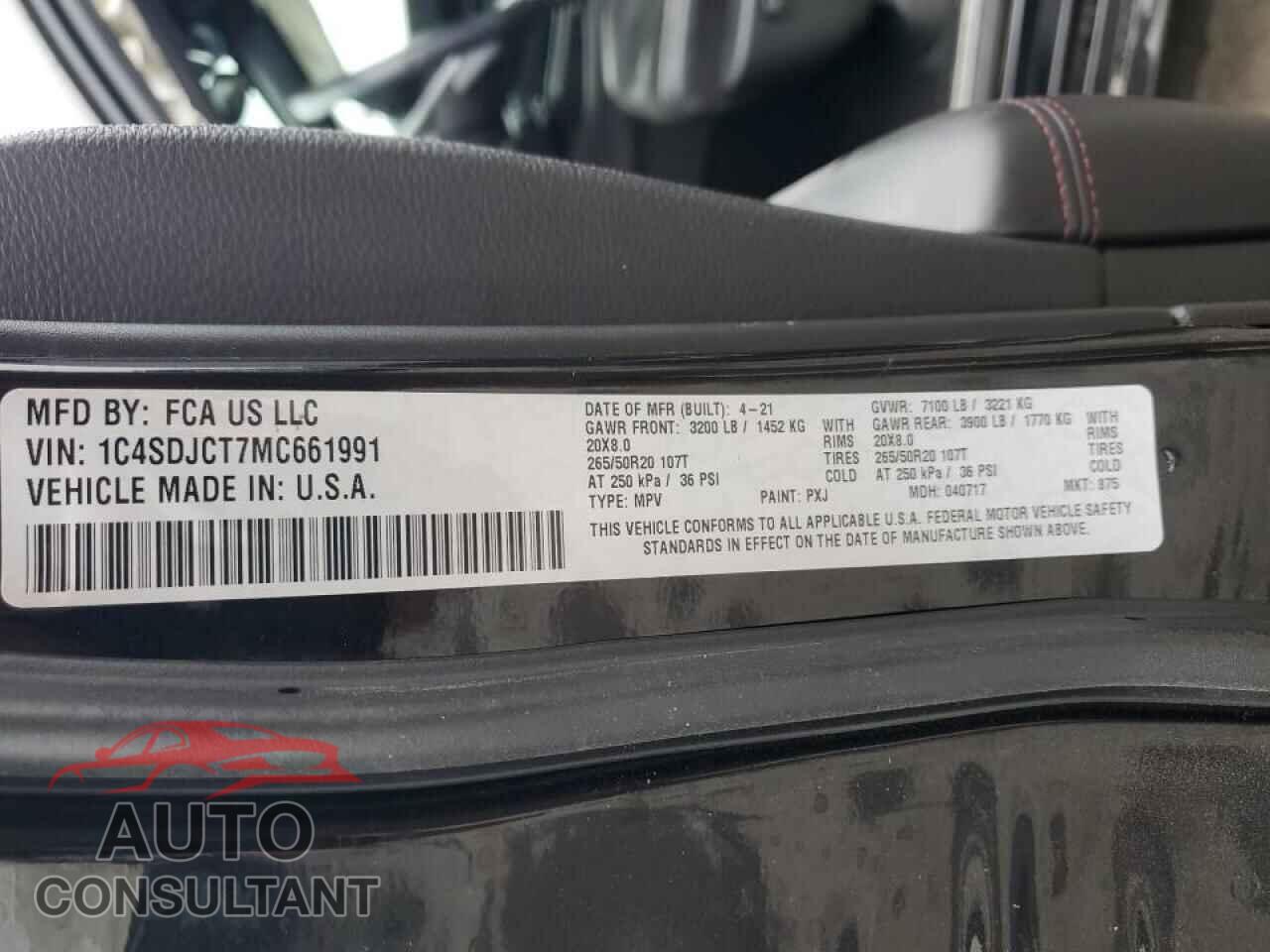 DODGE DURANGO 2021 - 1C4SDJCT7MC661991