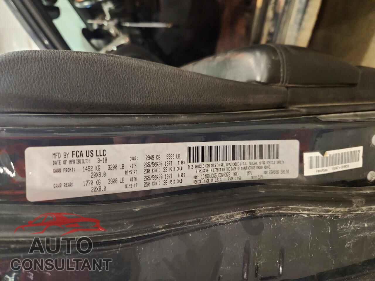 DODGE DURANGO 2018 - 1C4RDJDG5JC307379