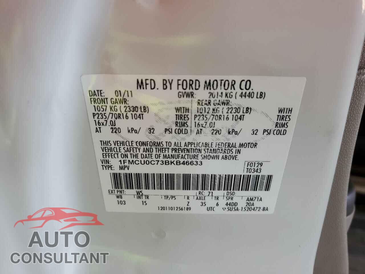 FORD ESCAPE 2011 - 1FMCU0C73BKB46633