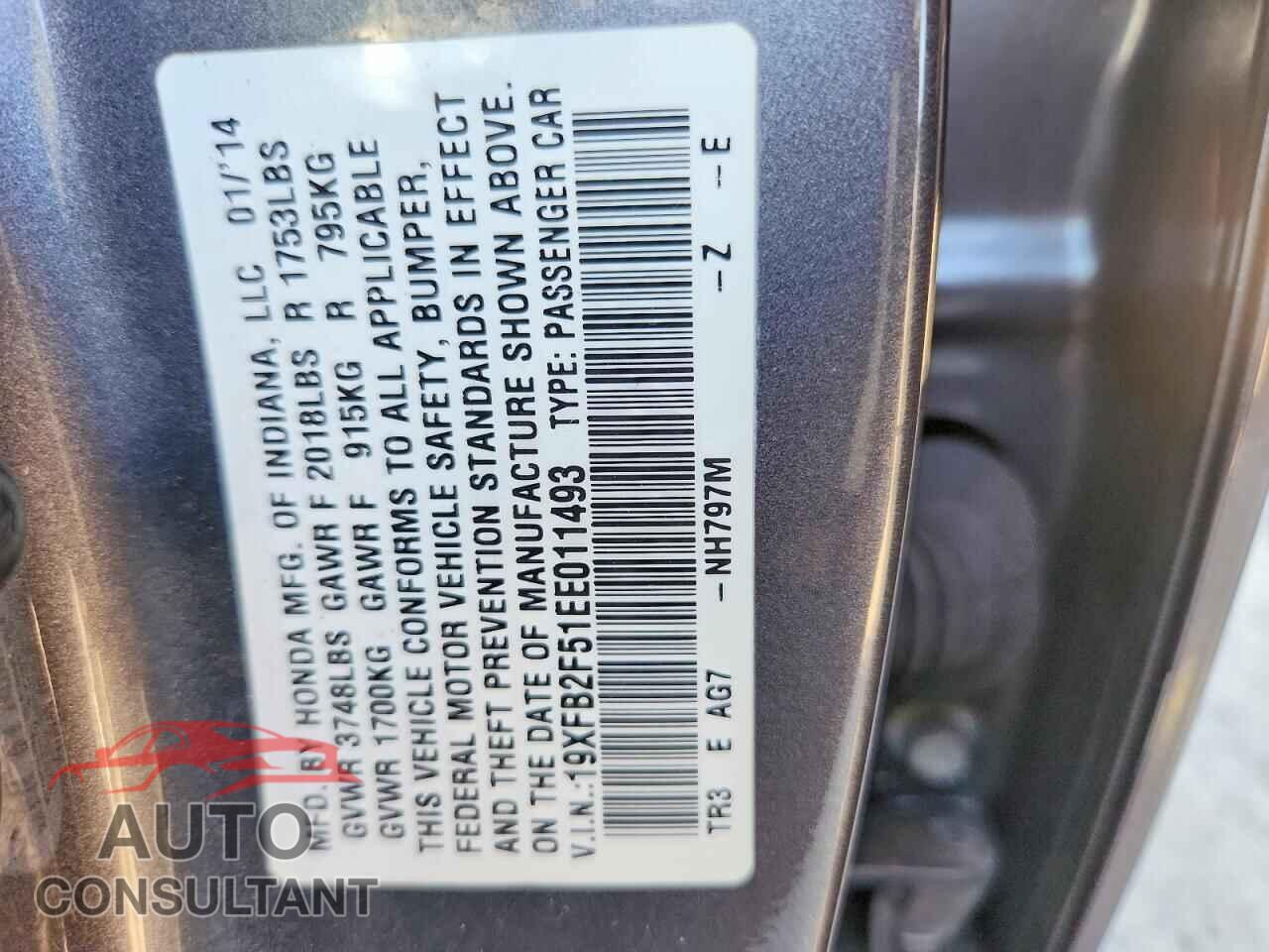 HONDA CIVIC 2014 - 19XFB2F51EE011493