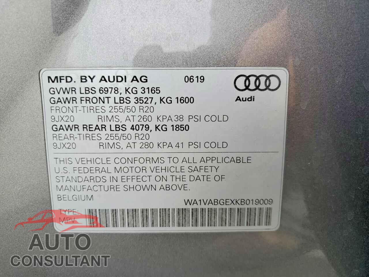 AUDI E-TRON 2019 - WA1VABGEXKB019009