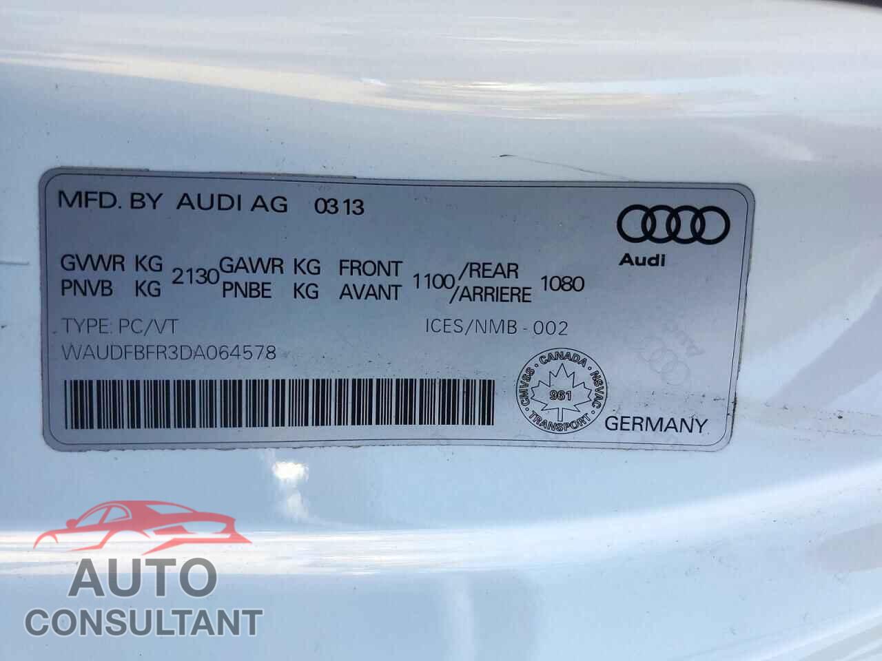 AUDI A5 2013 - WAUDFBFR3DA064578