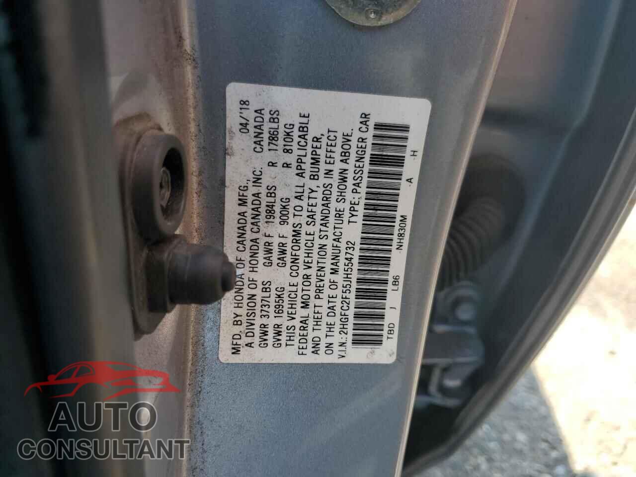 HONDA CIVIC 2018 - 2HGFC2F55JH554732