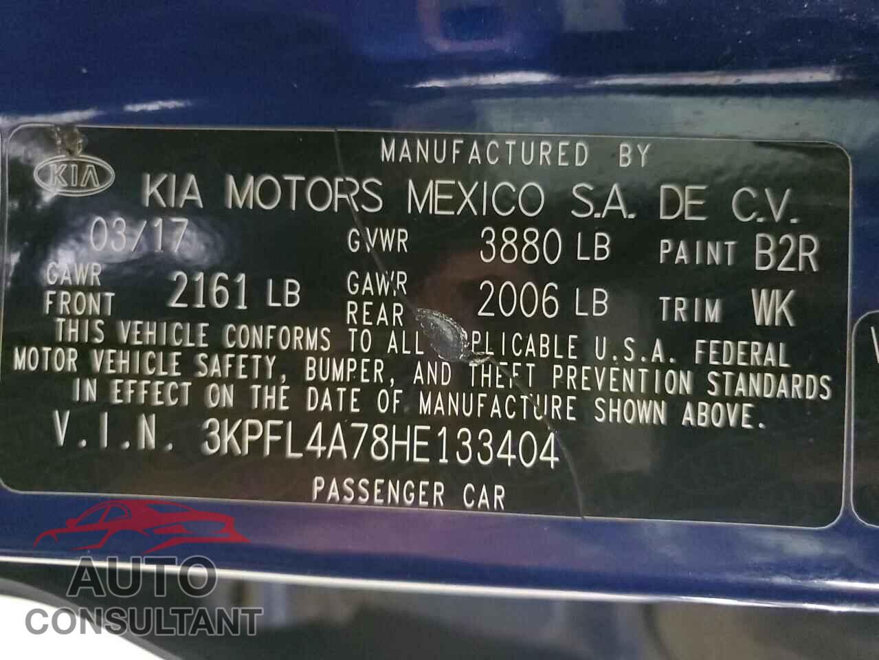 KIA FORTE 2017 - 3KPFL4A78HE133404