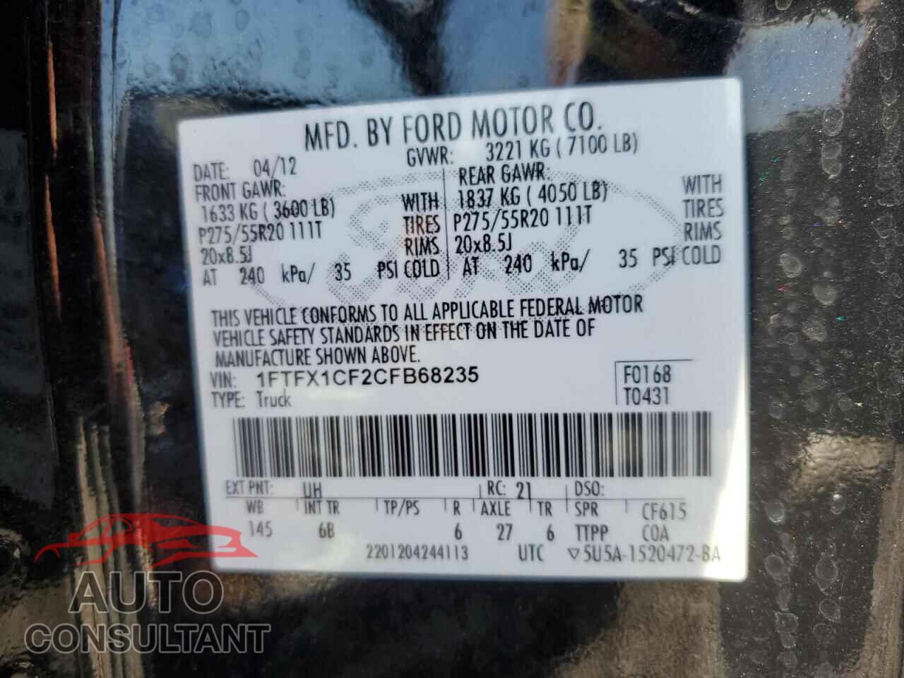 FORD F-150 2012 - 1FTFX1CF2CFB68235