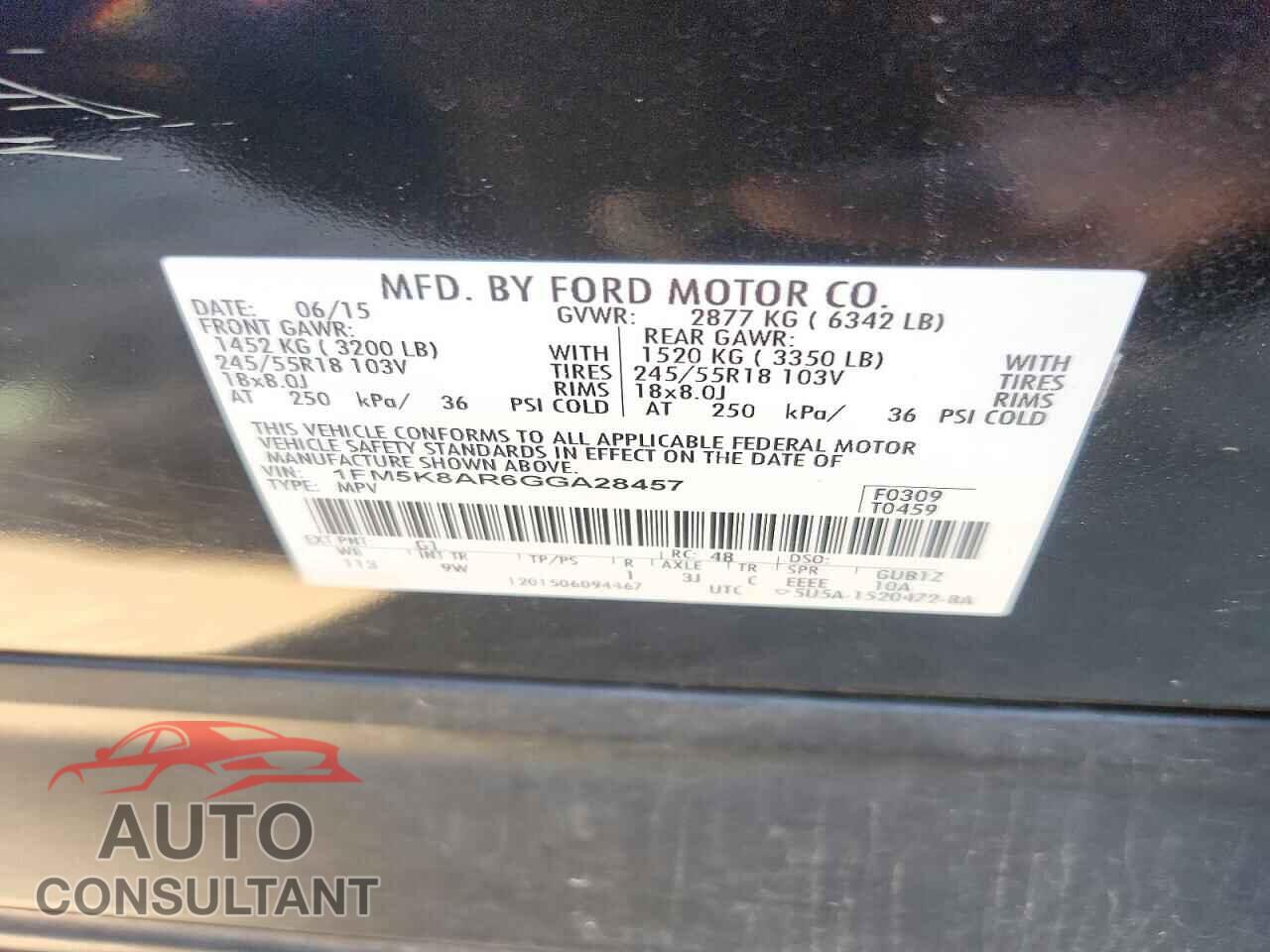 FORD EXPLORER 2016 - 1FM5K8AR6GGA28457