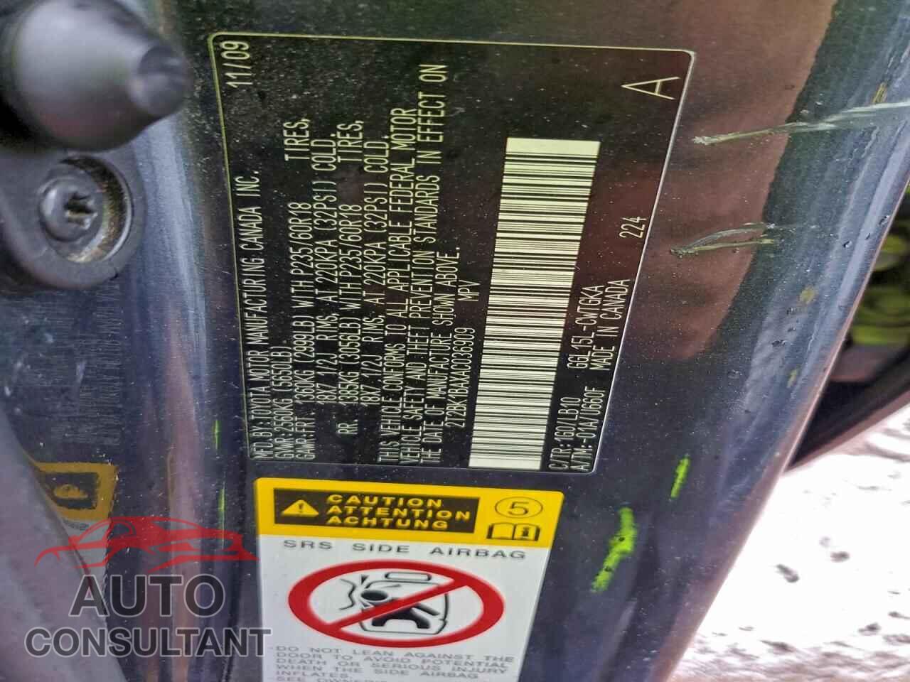 LEXUS RX350 2010 - 2T2BK1BAXAC036909