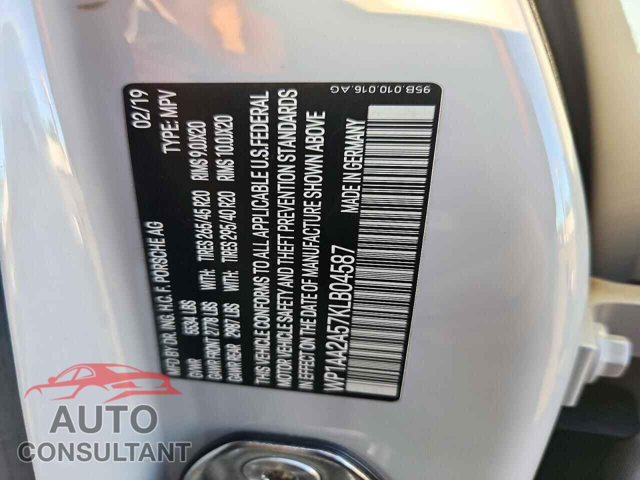 PORSCHE MACAN 2019 - WP1AA2A57KLB04587