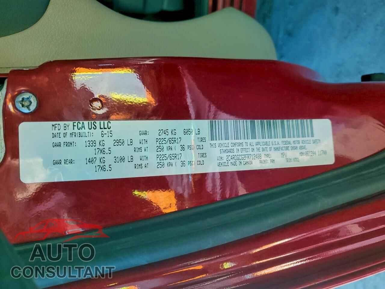 DODGE CARAVAN 2015 - 2C4RDGCG2FR712408