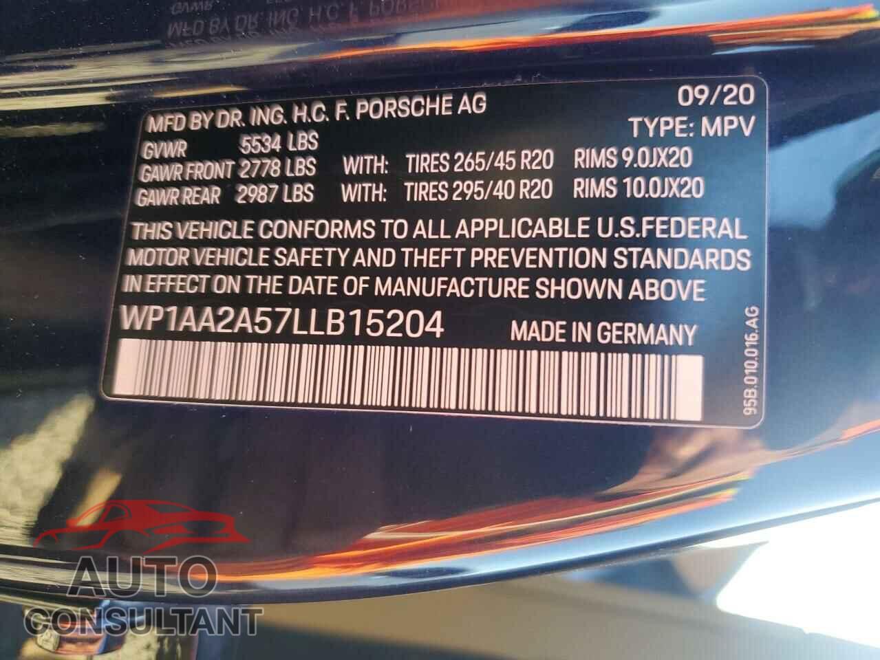PORSCHE MACAN 2020 - WP1AA2A57LLB15204