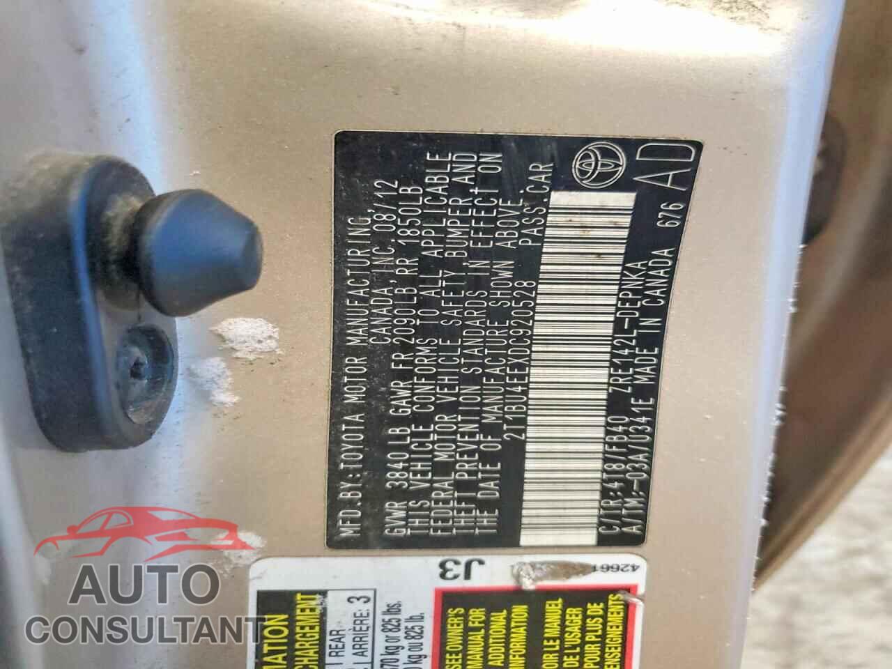 TOYOTA COROLLA 2013 - 2T1BU4EEXDC920528