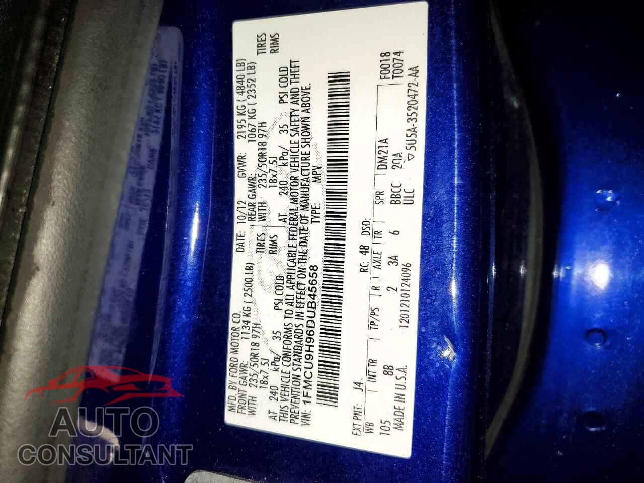 FORD ESCAPE 2013 - 1FMCU9H96DUB45658