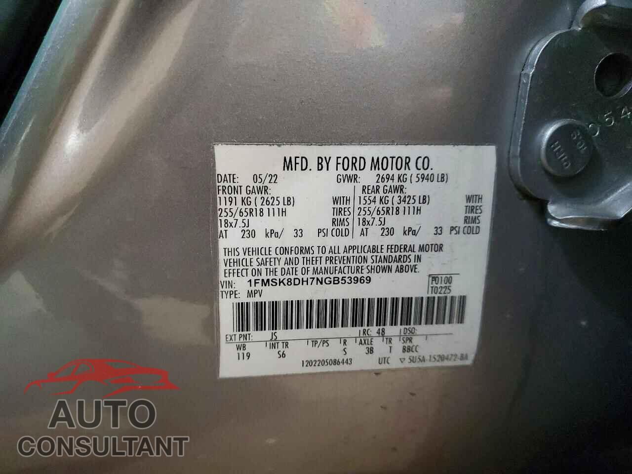 FORD EXPLORER 2022 - 1FMSK8DH7NGB53969