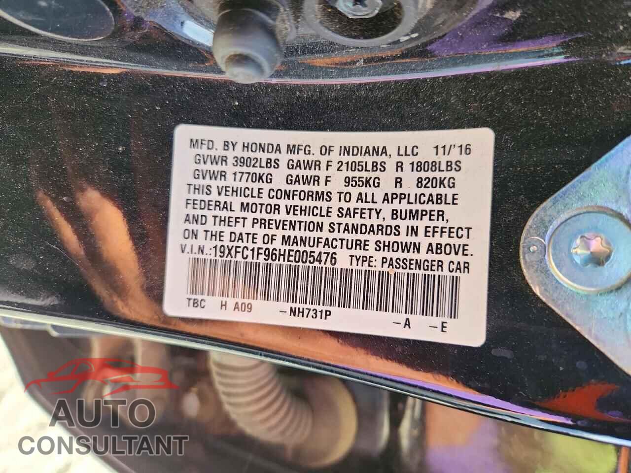 HONDA CIVIC 2017 - 19XFC1F96HE005476