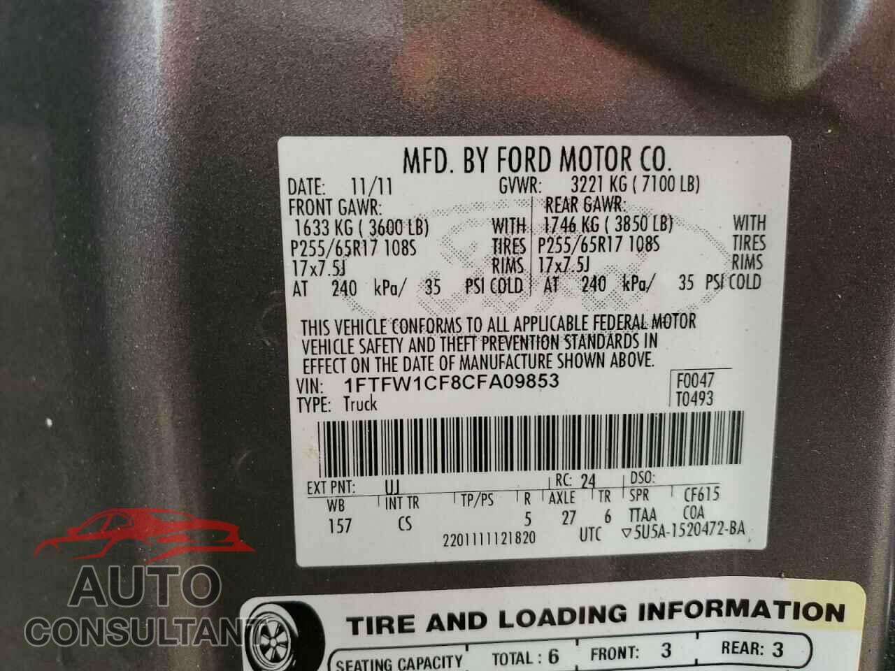 FORD F-150 2012 - 1FTFW1CF8CFA09853