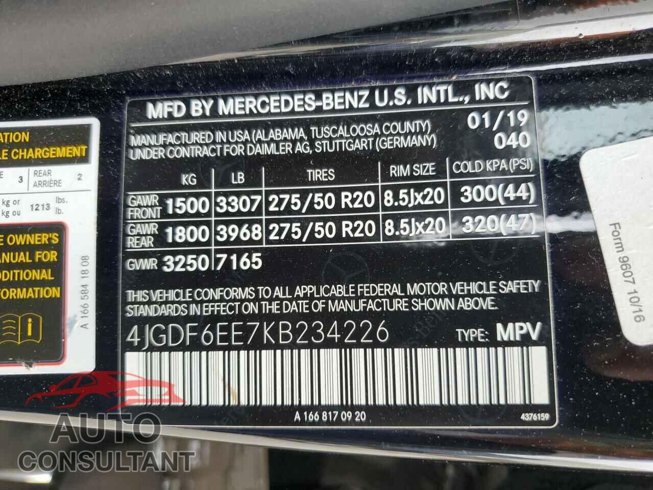 MERCEDES-BENZ GLS-CLASS 2019 - 4JGDF6EE7KB234226