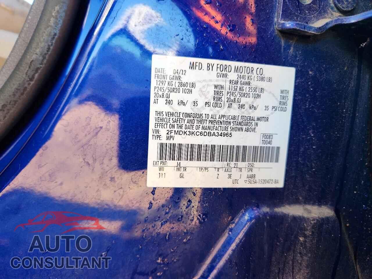 FORD EDGE 2013 - 2FMDK3KC6DBA34965