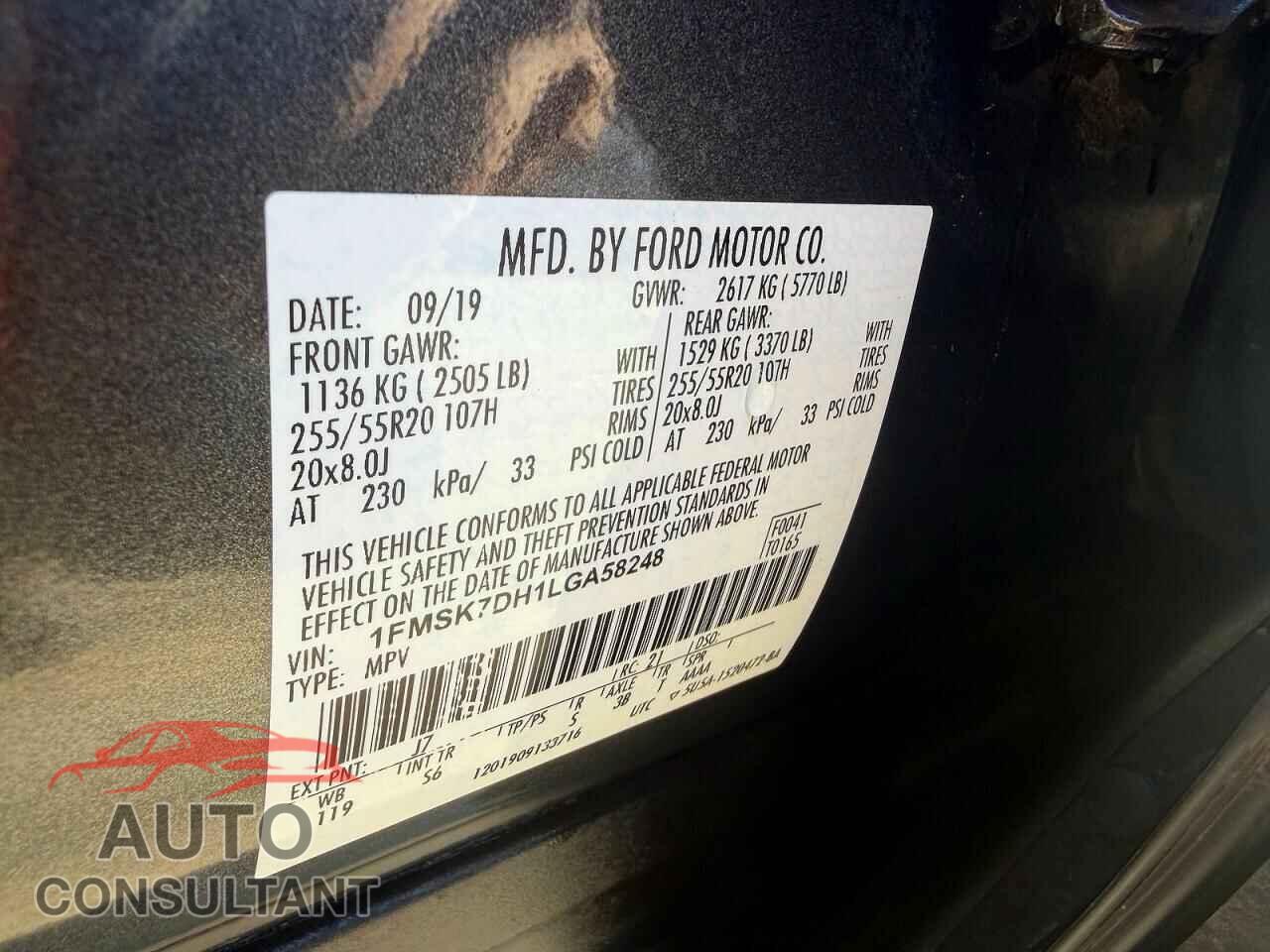 FORD EXPLORER 2020 - 1FMSK7DH1LGA58248