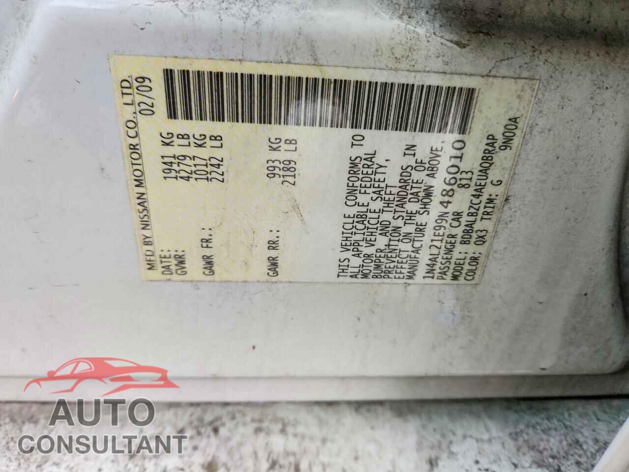NISSAN ALTIMA 2009 - 1N4AL21E99N486010