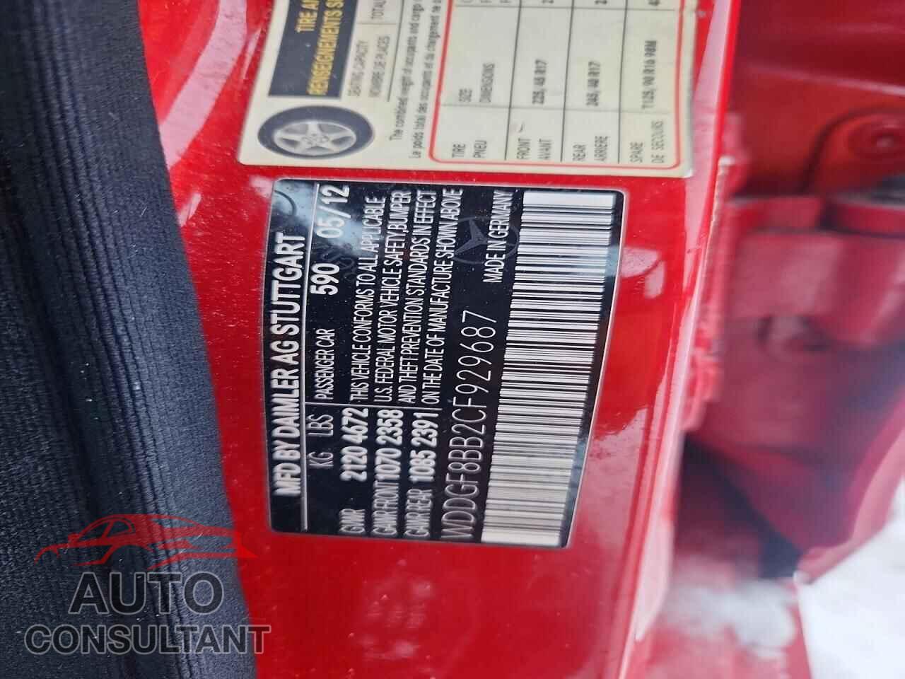 MERCEDES-BENZ C-CLASS 2012 - WDDGF8BB2CF929687