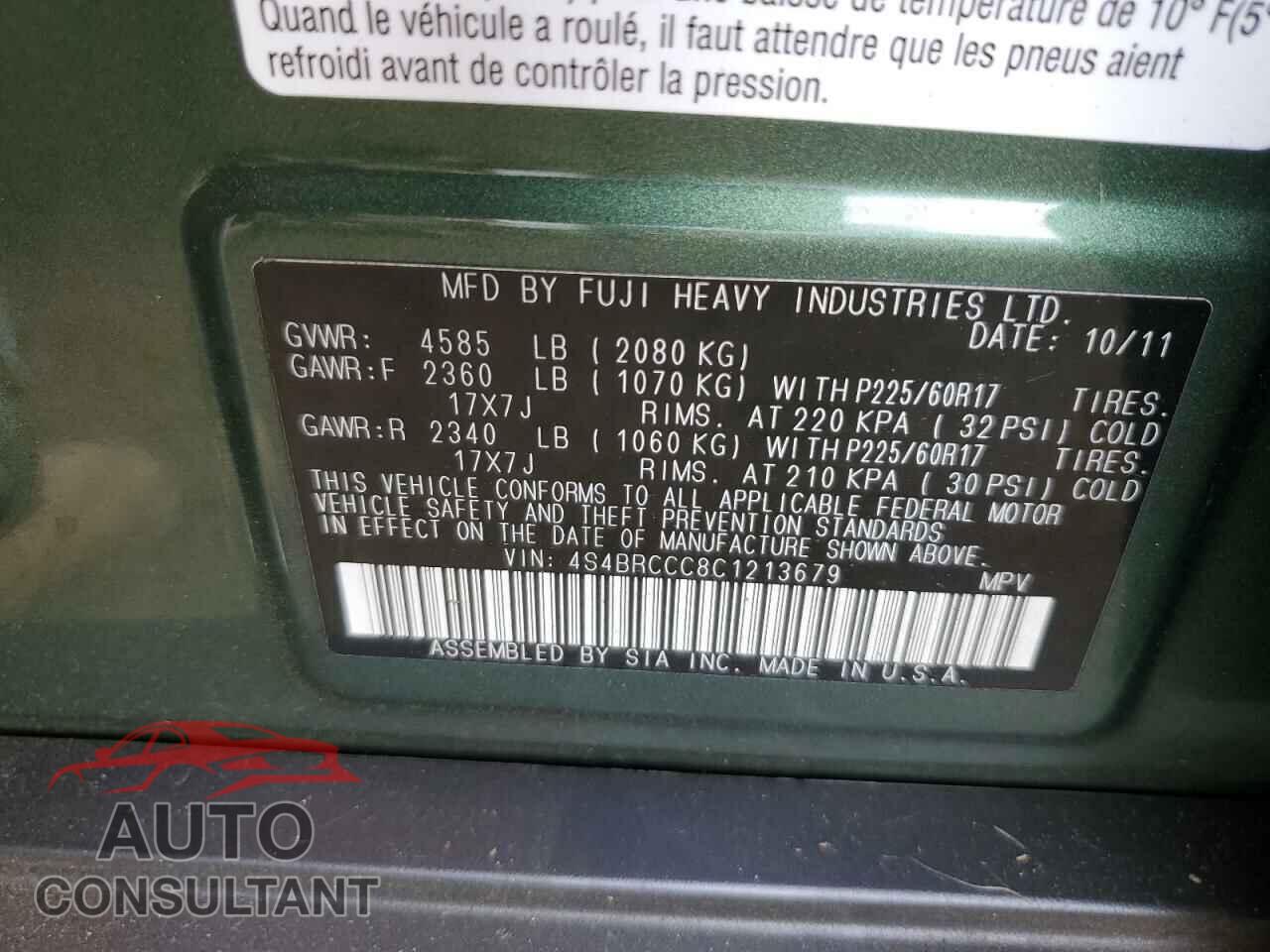 SUBARU OUTBACK 2012 - 4S4BRCCC8C1213679