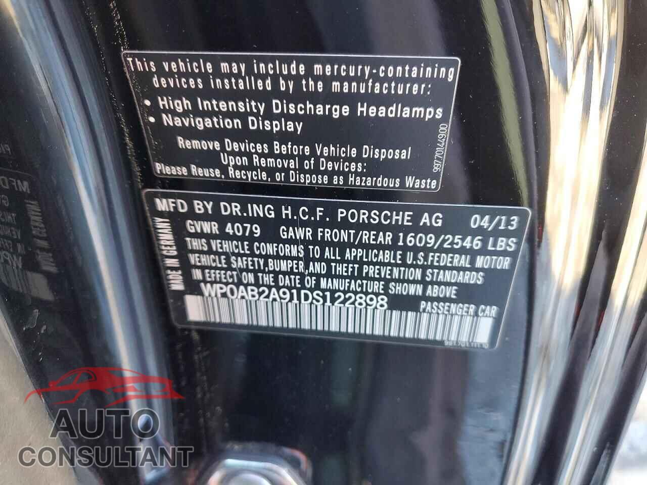 PORSCHE 911 2013 - WP0AB2A91DS122898