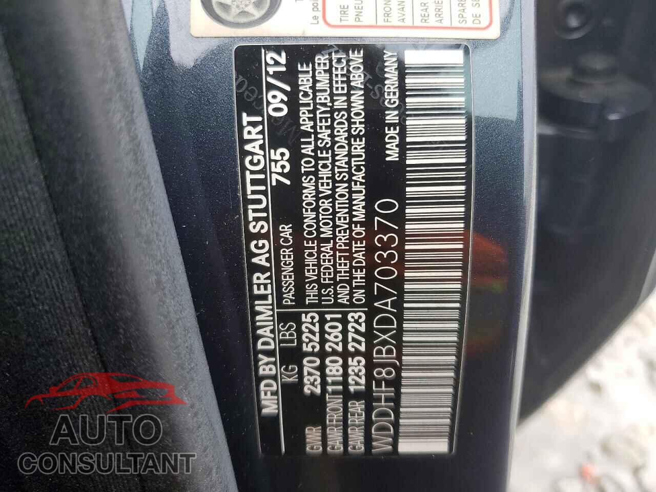 MERCEDES-BENZ E-CLASS 2013 - WDDHF8JBXDA703370