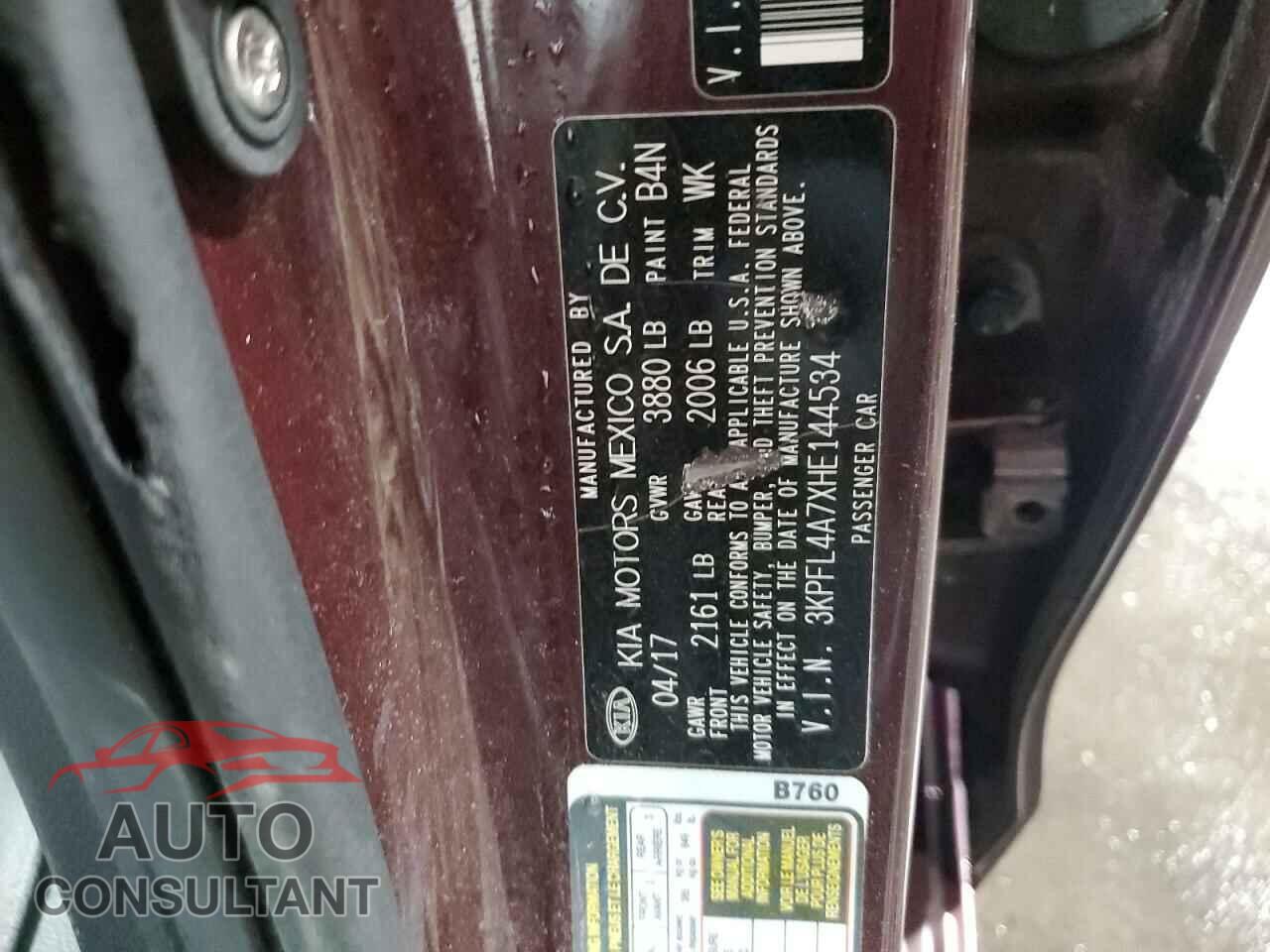 KIA FORTE 2017 - 3KPFL4A7XHE144534