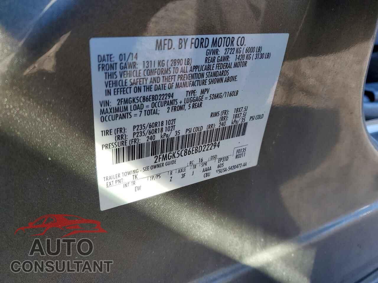 FORD FLEX 2014 - 2FMGK5C86EBD22294