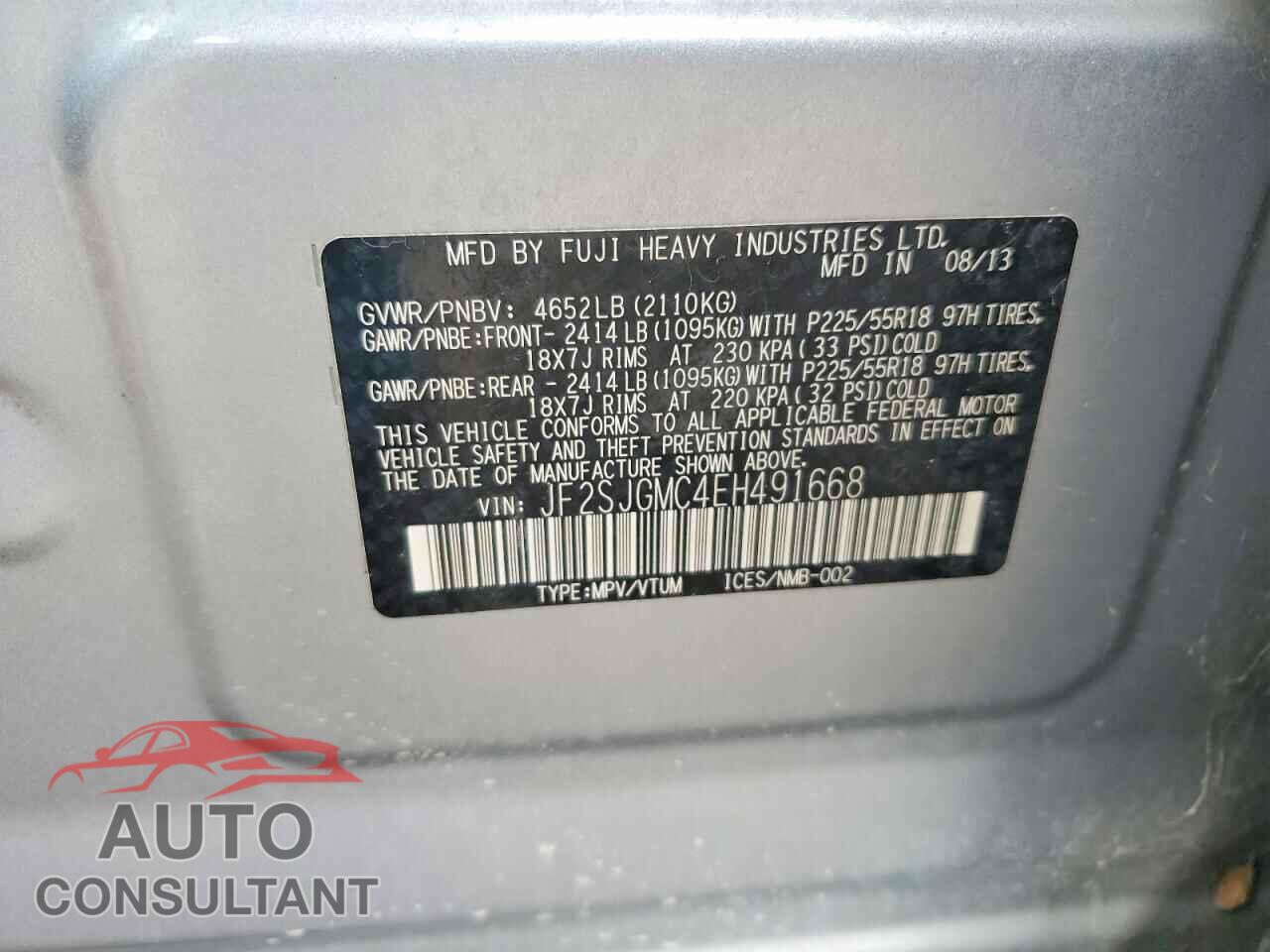 SUBARU FORESTER 2014 - JF2SJGMC4EH491668