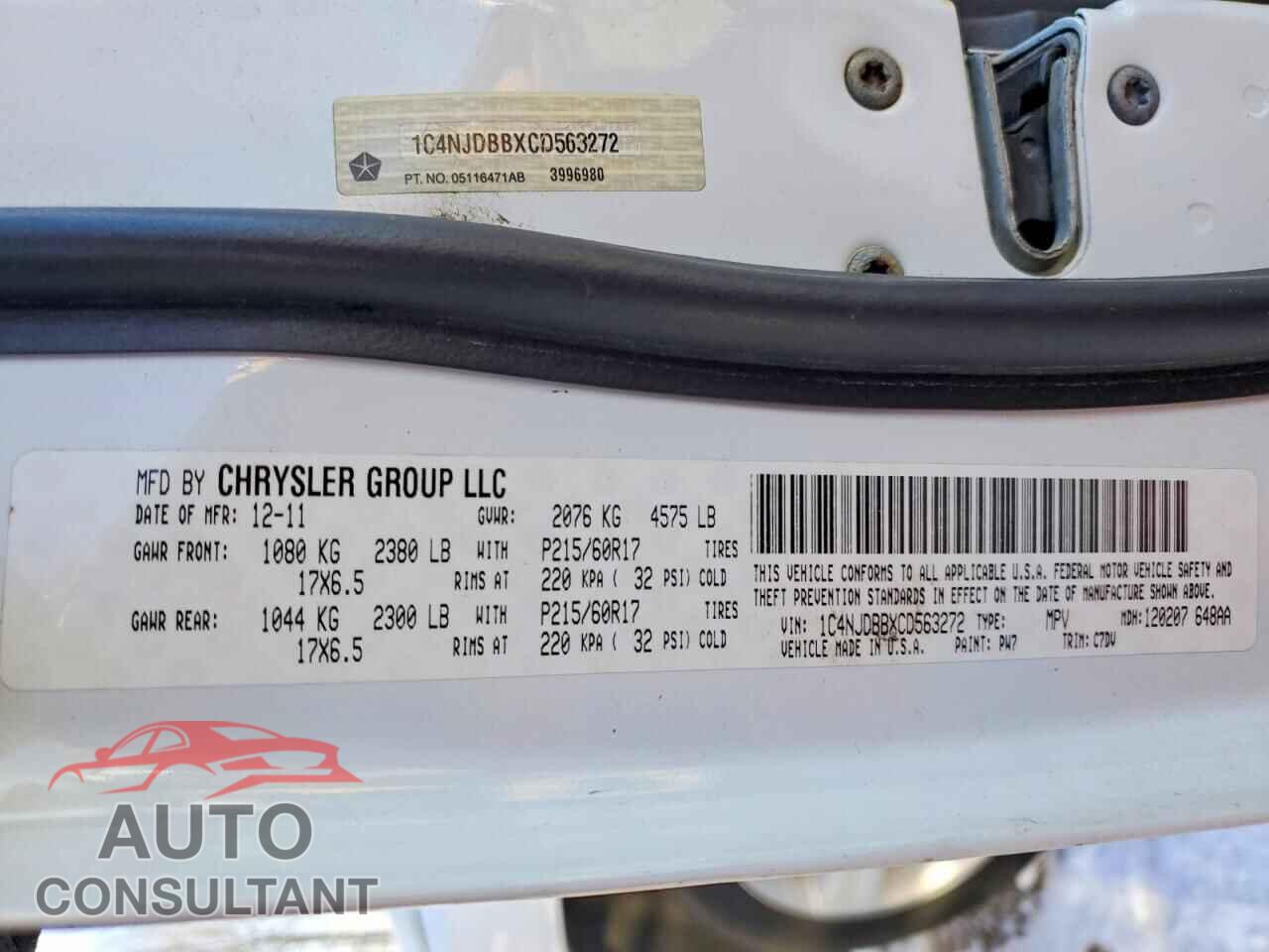 JEEP COMPASS 2012 - 1C4NJDBBXCD563272