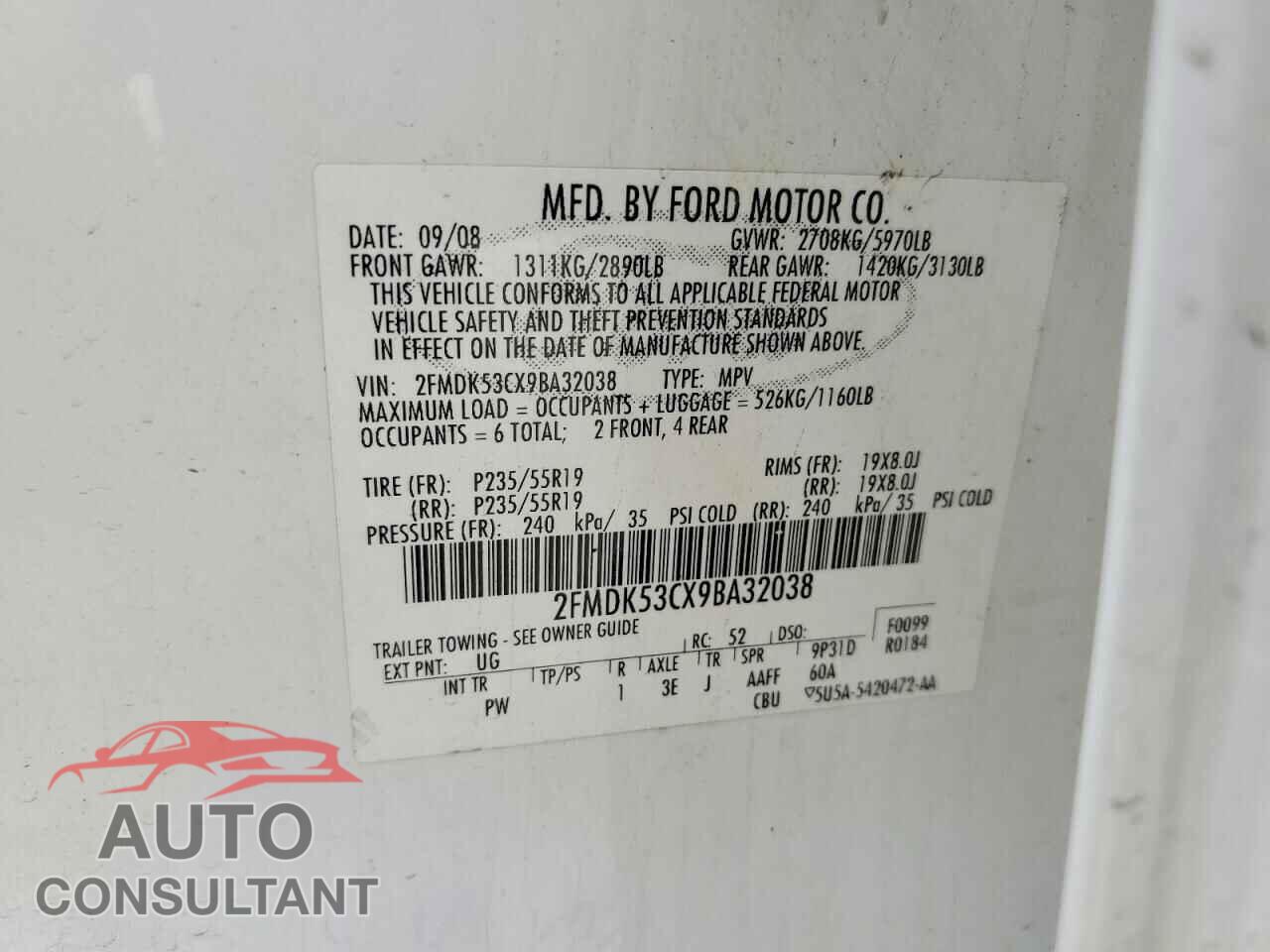 FORD FLEX 2009 - 2FMDK53CX9BA32038