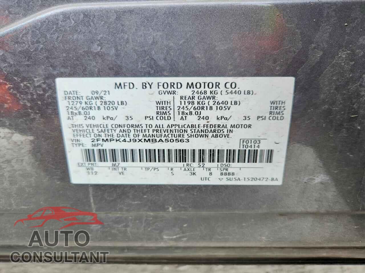 FORD EDGE 2021 - 2FMPK4J9XMBA50563