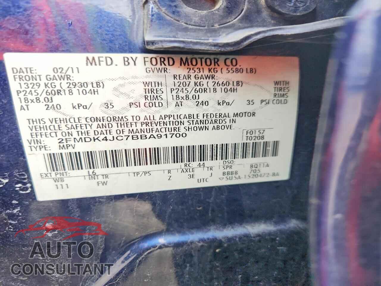 FORD EDGE 2011 - 2FMDK4JC7BBA91700