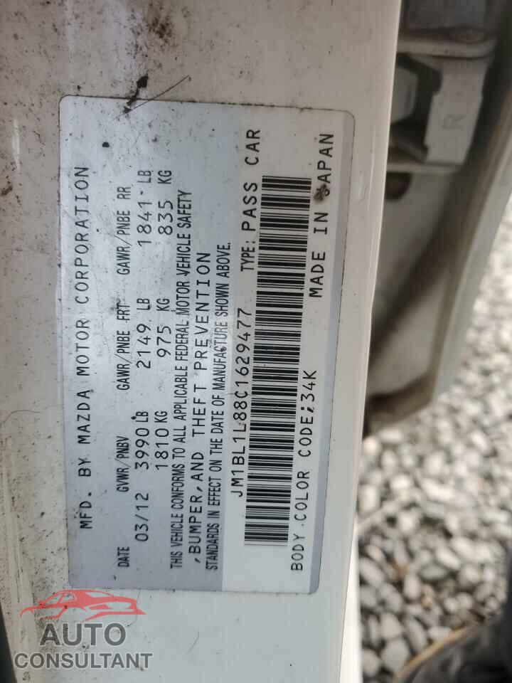 MAZDA 3 2012 - JM1BL1L88C1629477