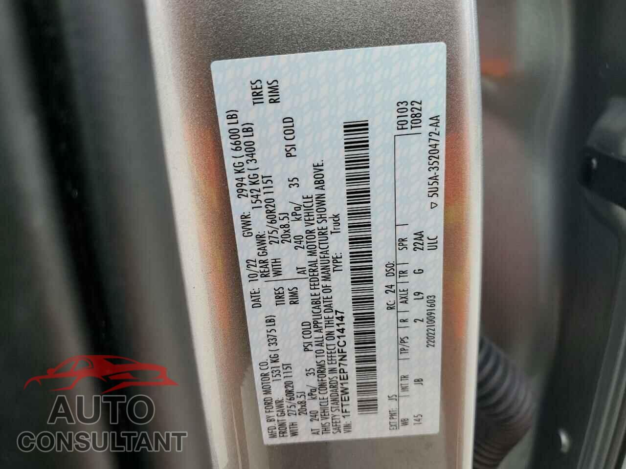 FORD F-150 2022 - 1FTEW1EP7NFC14147
