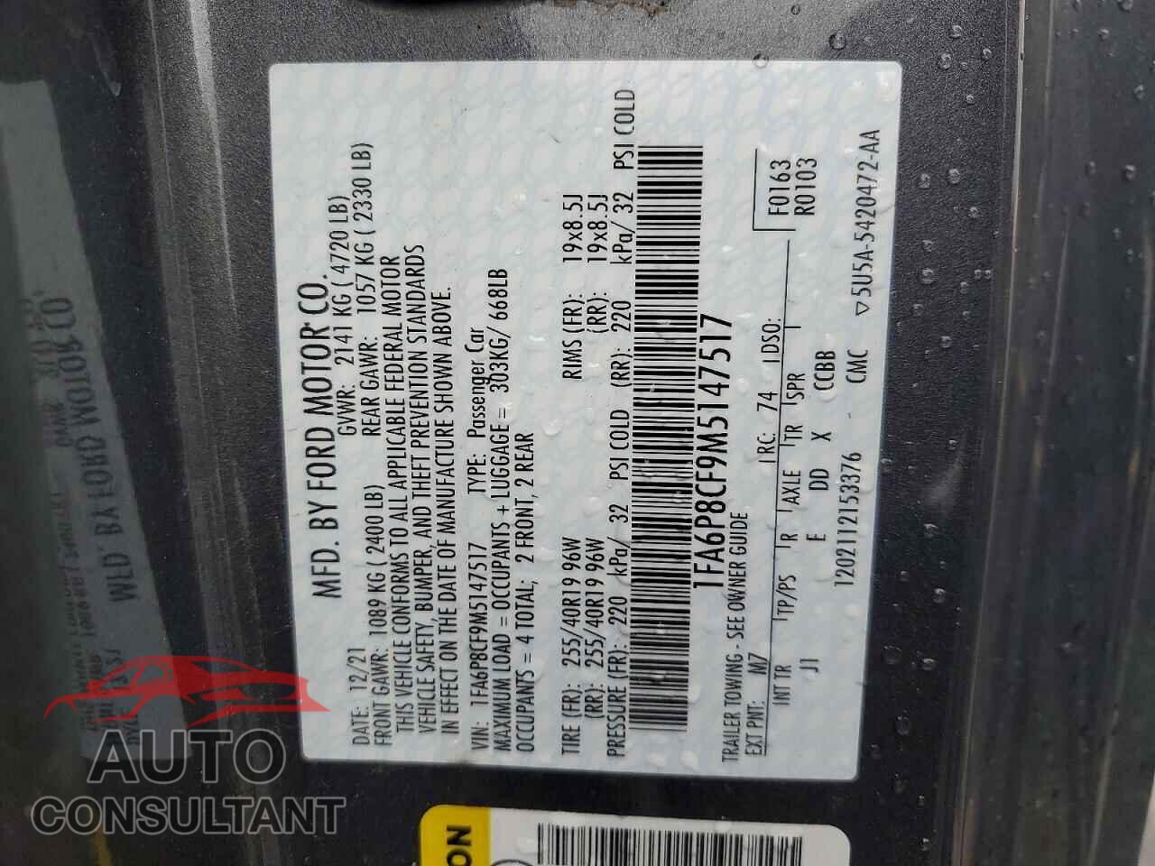 FORD MUSTANG 2021 - 1FA6P8CF9M5147517