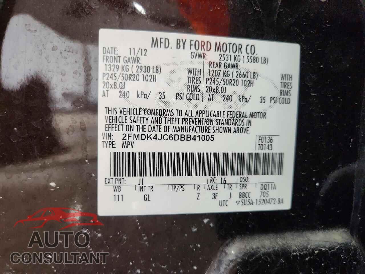 FORD EDGE 2013 - 2FMDK4JC6DBB41005