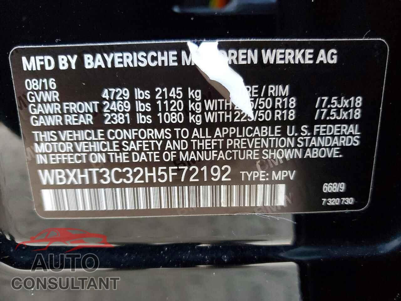 BMW X1 2017 - WBXHT3C32H5F72192