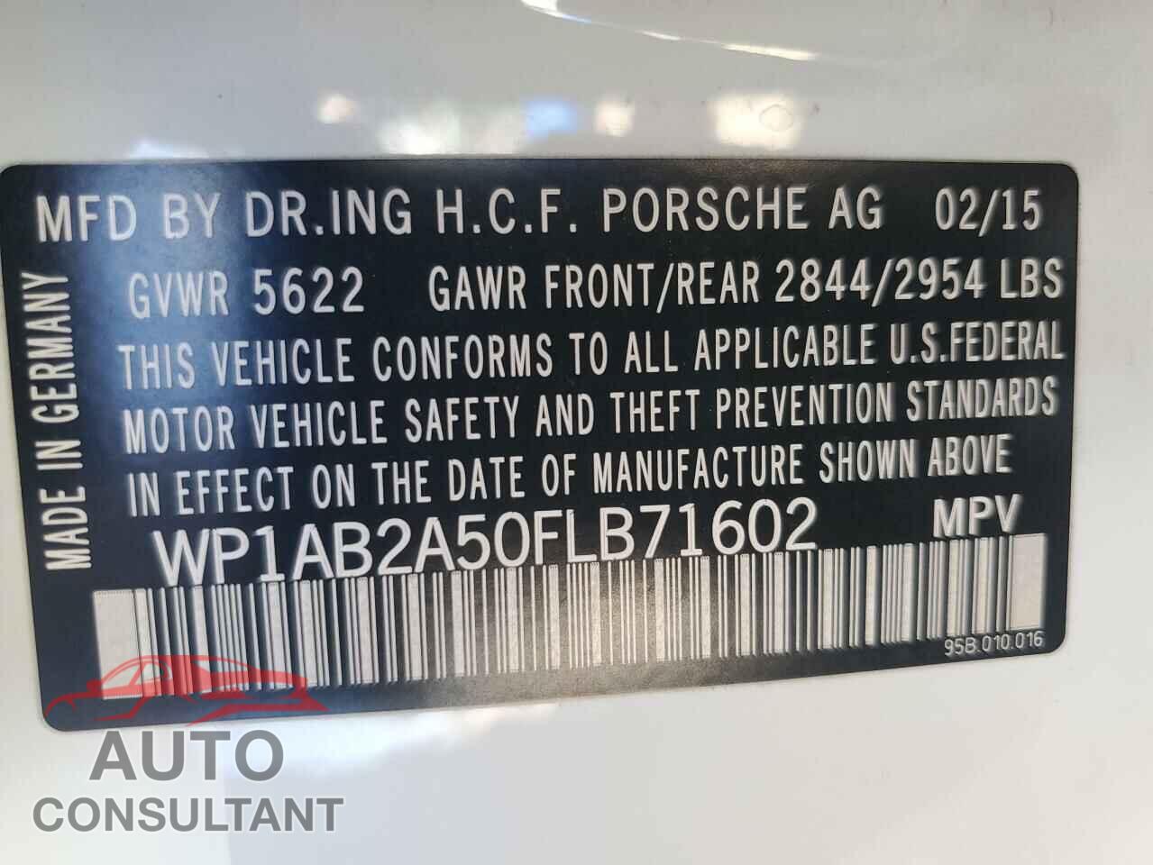 PORSCHE MACAN 2015 - WP1AB2A50FLB71602