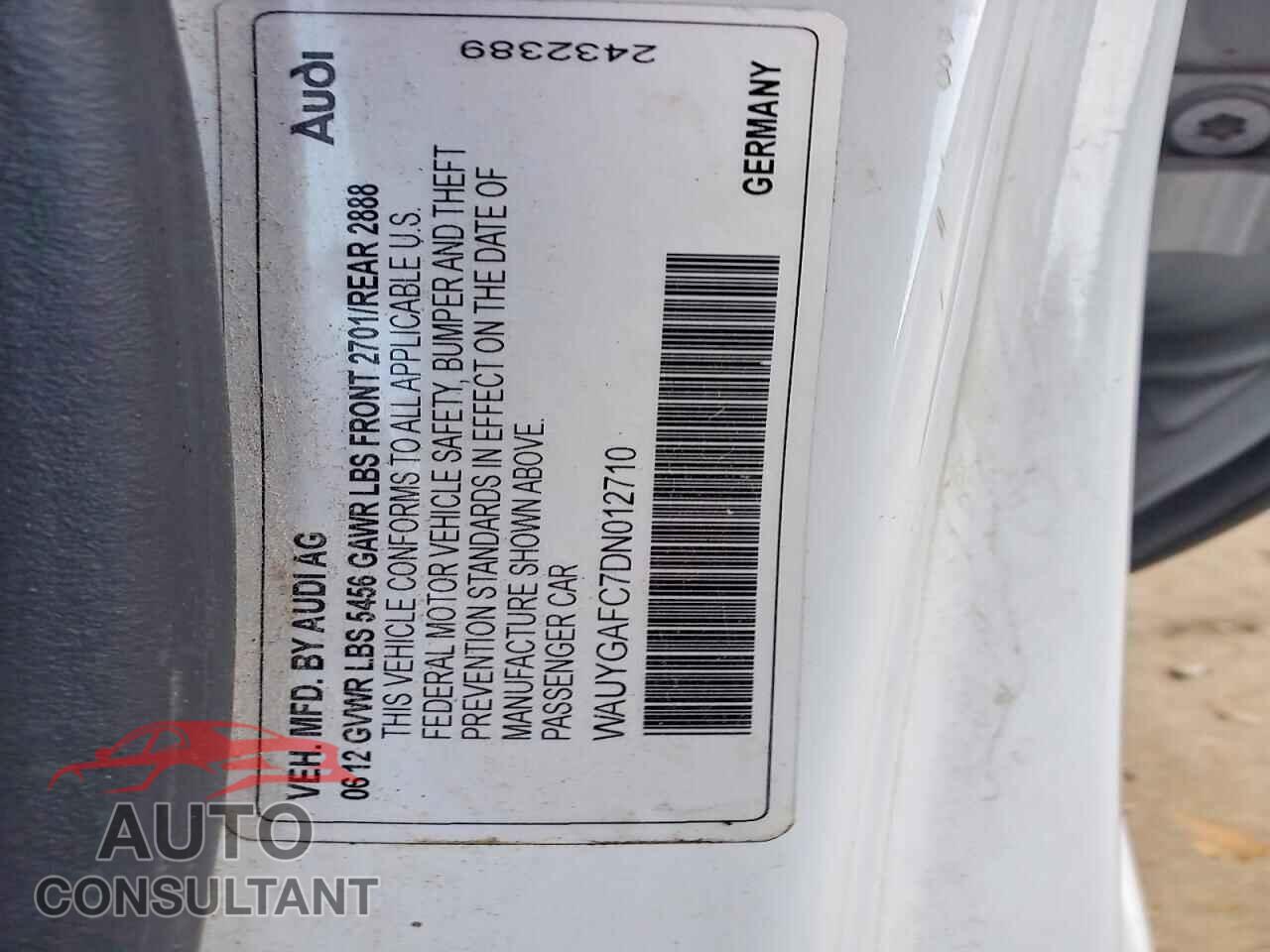 AUDI A7 2013 - WAUYGAFC7DN012710