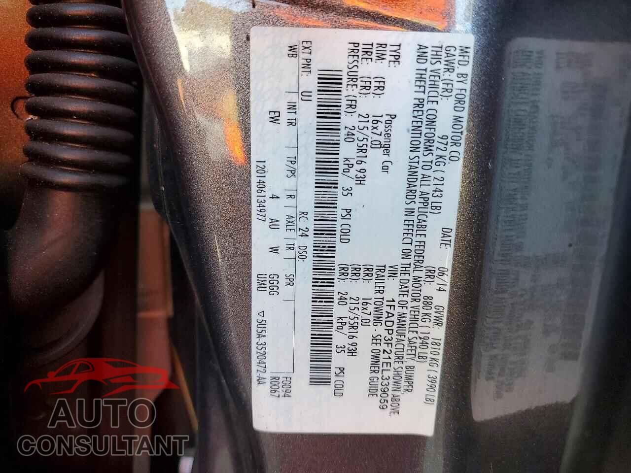 FORD FOCUS 2014 - 1FADP3F21EL339059