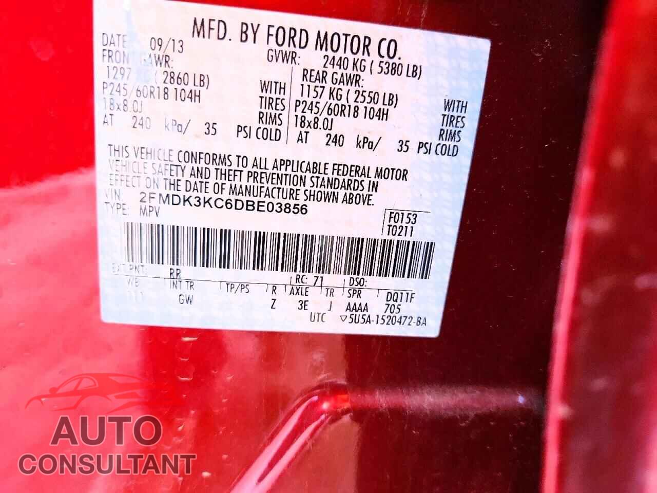 FORD EDGE 2013 - 2FMDK3KC6DBE03856