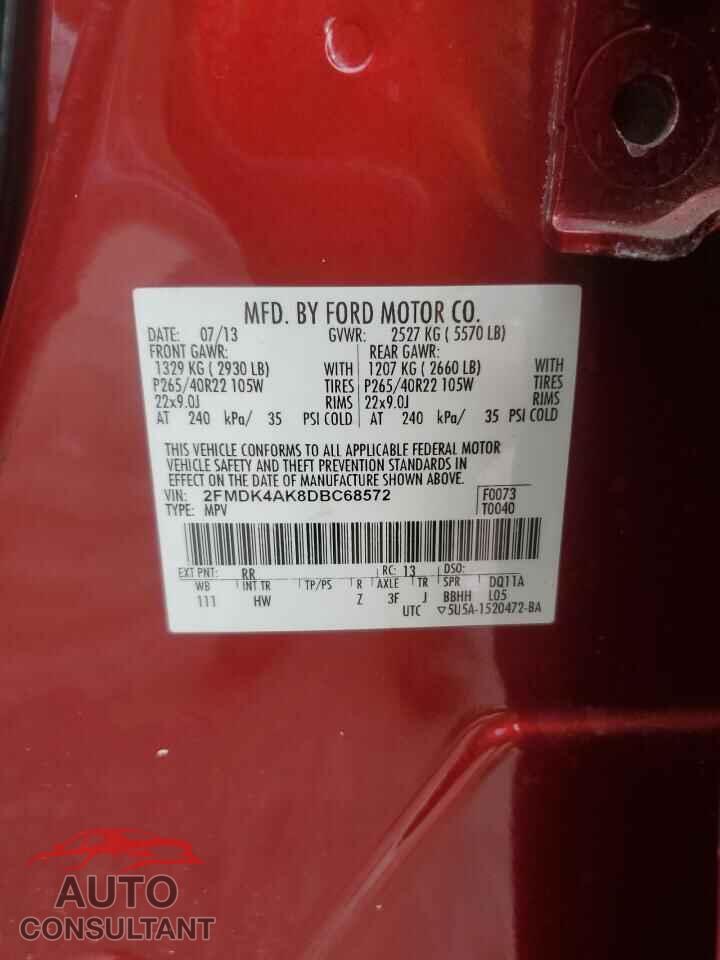 FORD EDGE 2013 - 2FMDK4AK8DBC68572
