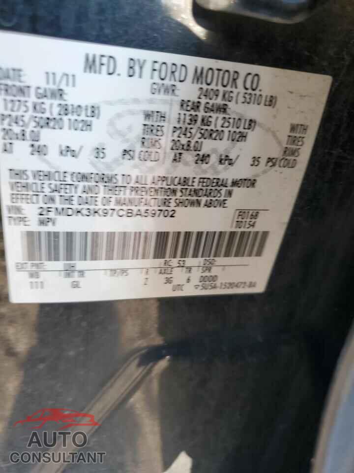 FORD EDGE 2012 - 2FMDK3K97CBA59702